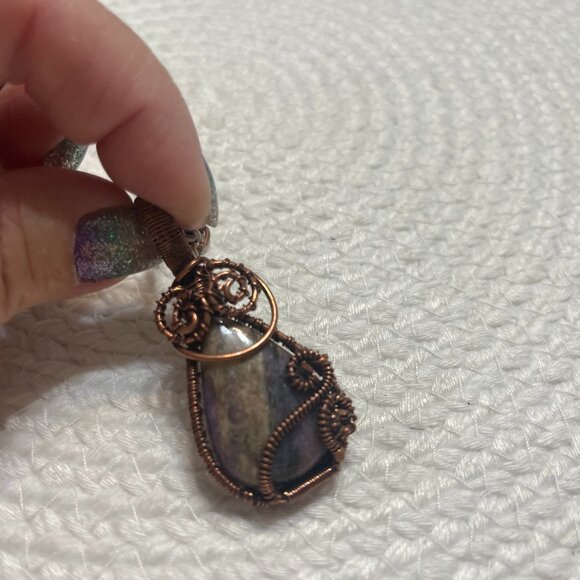 Gorgeous CHAROITE Handmade COPPER WIRE-WRAPPED Pendant/Chain #199D - Picture 1 of 3